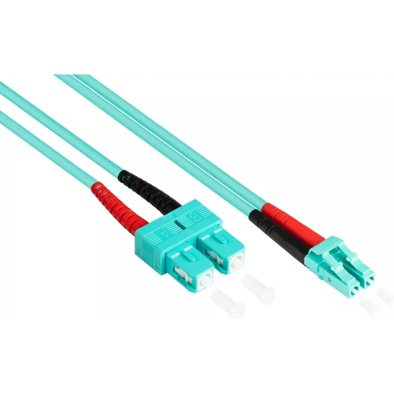 GoodConnections OM3 dvigubas daugiamodis optinis pleistras SC į LC, 50/125 µm, 1m, LSZH Aqua LW-801LS3