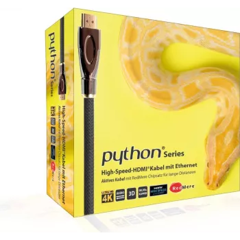 GoodConnections PYTHON serijos didelės spartos HDMI kabelis su eternetu, 4K UHD 60Hz, 18Gbps, auksuoti kontaktai, nailono pynimas, 3m, juodas (GC-M0018)