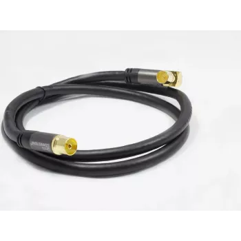 GoodConnections SAT antenos kabelis SmartFLEX, IEC/Coax kampinis kištukas į lizdą, auksuotas, keturgubai ekranuotas, 120dB ekranavimas, juodas, 15m (GC-M2078)