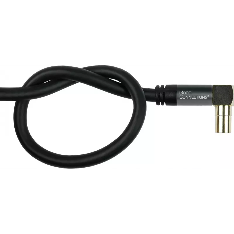 GoodConnections SAT antenos kabelis SmartFLEX, IEC/Coax kampinis kištukas į lizdą, auksuotas, keturgubai ekranuotas, 120dB ekranavimas, juodas, 15m (GC-M2078)