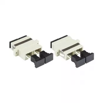 GoodConnections SC/UPC Duplex Fiber Optic Adapter, OM2 Multimode, Ceramic Sleeve, Plastic Housing, Flanged, Grey (LW-K207)