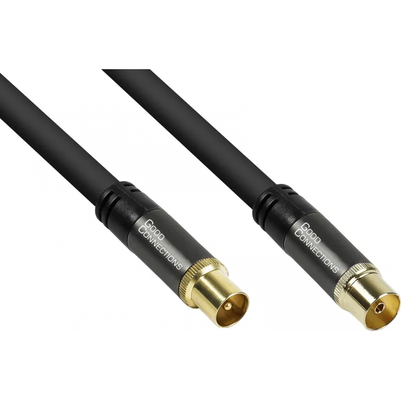 GoodConnections SmartFLEX antenos kabelis, IEC koaksialinis vyriškas į moterišką, auksuotas, keturgubai ekranuotas, 120 dB ekranavimas, juodas, 30 m (GC-M2060)