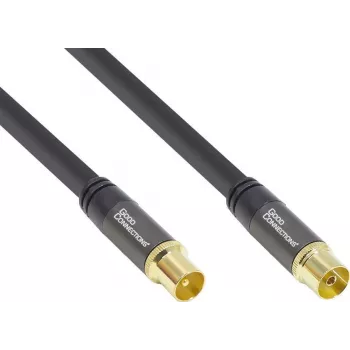 GoodConnections SmartFLEX antenos kabelis, IEC koaksialinis vyriškas į moterišką, auksuotas, keturgubai ekranuotas, 120 dB ekranavimas, juodas, 30 m (GC-M2060)