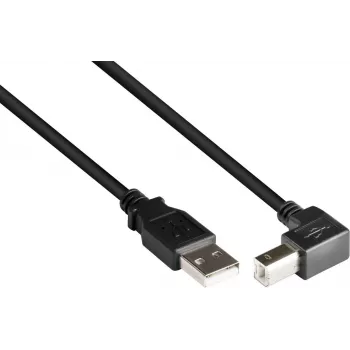 GoodConnections USB 2.0 kabelis A į B kampu žemyn 2m juodas