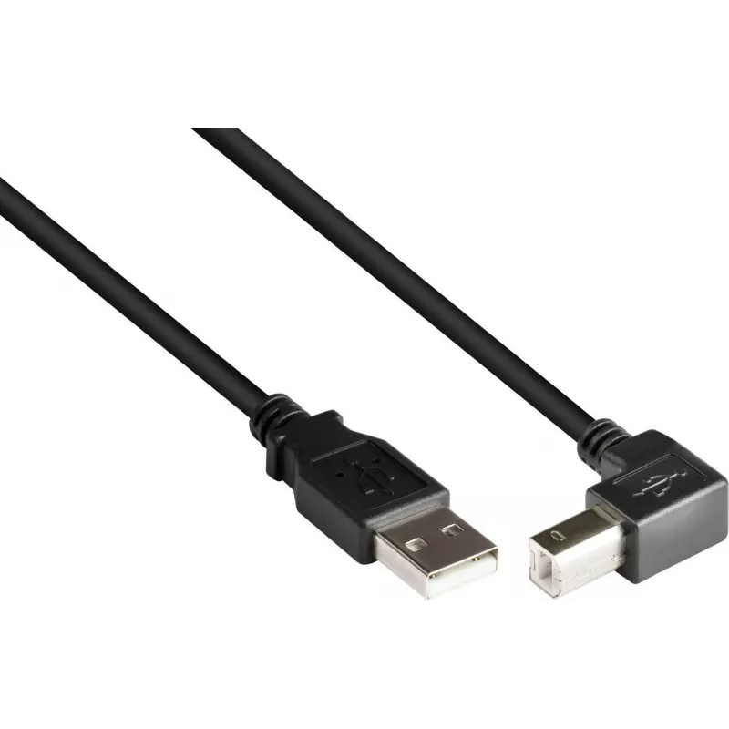 GoodConnections USB 2.0 kabelis A į B kampu žemyn 2m juodas