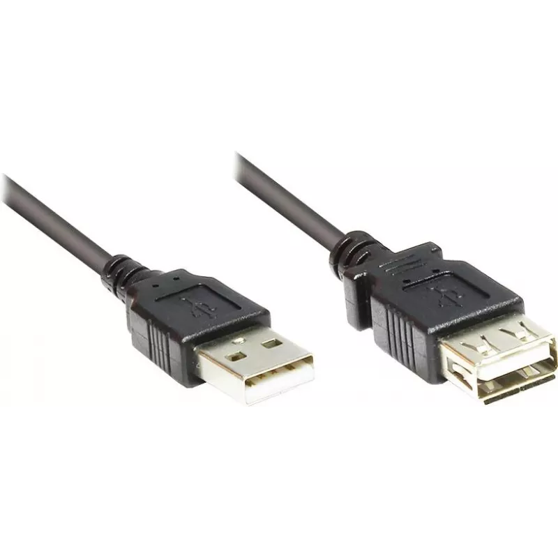 GoodConnections USB 2.0 ilginimo laidas Type-A kištukas į lizdą, juodas, 0,3 m