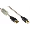 Good Connections USB 2.0 aukštos kokybės laidas su ferito šerdimi ir auksiniais kontaktais, skaidrus, 5m