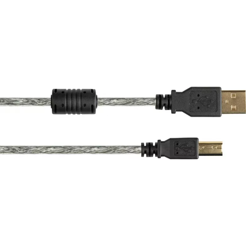 Good Connections USB 2.0 aukštos kokybės laidas su ferito šerdimi ir auksiniais kontaktais, skaidrus, 5m