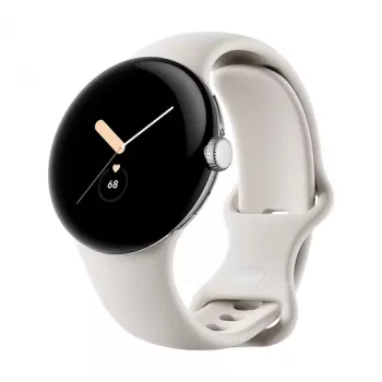 Google Pixel Watch LTE 41mm Poliruotas sidabrinis korpusas su sportine apyranke - Chalk