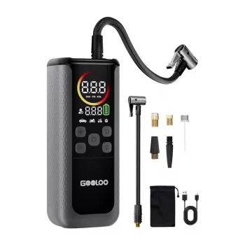 GOOLOO GT160 Dual automobilinis oro kompresorius | 12V DC, 150 PSI, skaitmeninis ekranas, 70 L/min, automatinis išsijungimas, LED darbinė lemputė