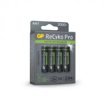 GP Battery (AA) Rechargeable ReCyko+ Pro Fast Flash, NiMH, 4 Blister, 2000mAh