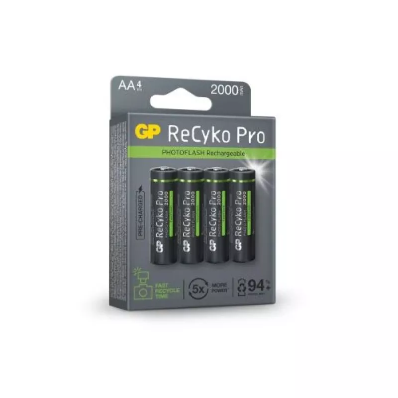 GP Battery (AA) Rechargeable ReCyko+ Pro Fast Flash, NiMH, 4 Blister, 2000mAh