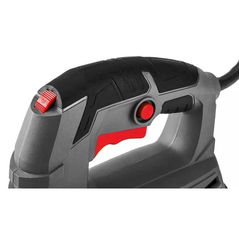 Graphite 58G047 800 W elektrinis siaurapjūklis su lazeriniu kreiptuvu, LED lempute, švytuokline eiga, berakčiu disko keitimu, 80 mm pjovimo gylis medienoje, 230 V