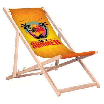 GRB GreenBlue GB183 klasikinė buko medžio denio kėdė su „Enjoy The Summer“ spauda