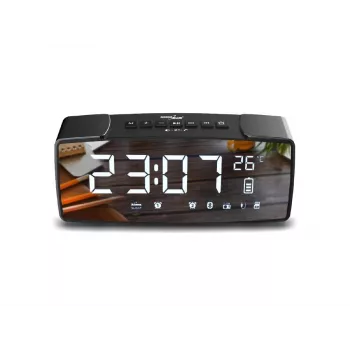 GRB Greenblue GB200 Bluetooth Clock Radio su FM, temperatūra, drėgme, žadintuvu, snaudimo funkcija, LED ekranu, juoda/pilka