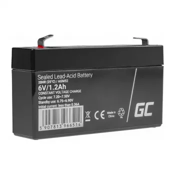 Green Cell AGM VRLA 6V 1.2Ah Maintenance-Free Battery signalizacijos sistemoms, kasos aparatams, žaislams