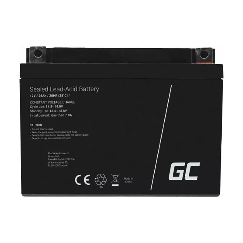 Green Cell AGM35 12V 26Ah AGM VRLA akumuliatorius be priežiūros, tinkamas žoliapjovei, paspirtukui, valčiai, vežimėliui