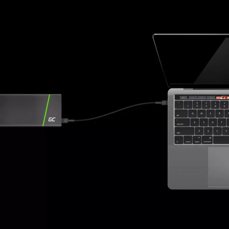 Green Cell GC PowerStream USB Type-C vyriškas į Type-C vyriškas greito įkrovimo laidas 2m juodas