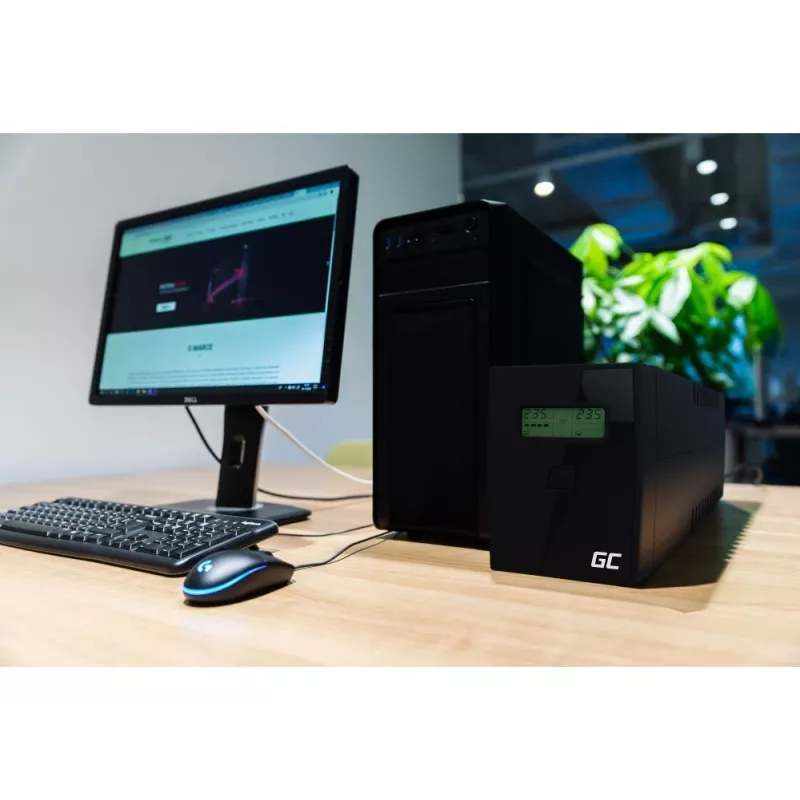 Green Cell Power Proof UPS 600VA / 360W linijinis-interaktyvus bokštinis (2x Schuko, USB, AVR)