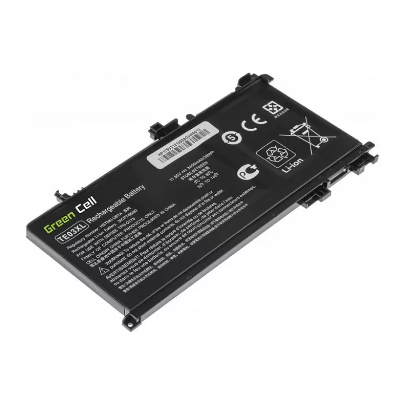Green Cell TE03XL baterija, skirta HP Omen 15-AX ir Pavilion 15-BC serijoms – 52,5Wh, 11,55V, 4550mAh, Li-ion, 3 elementai, juoda