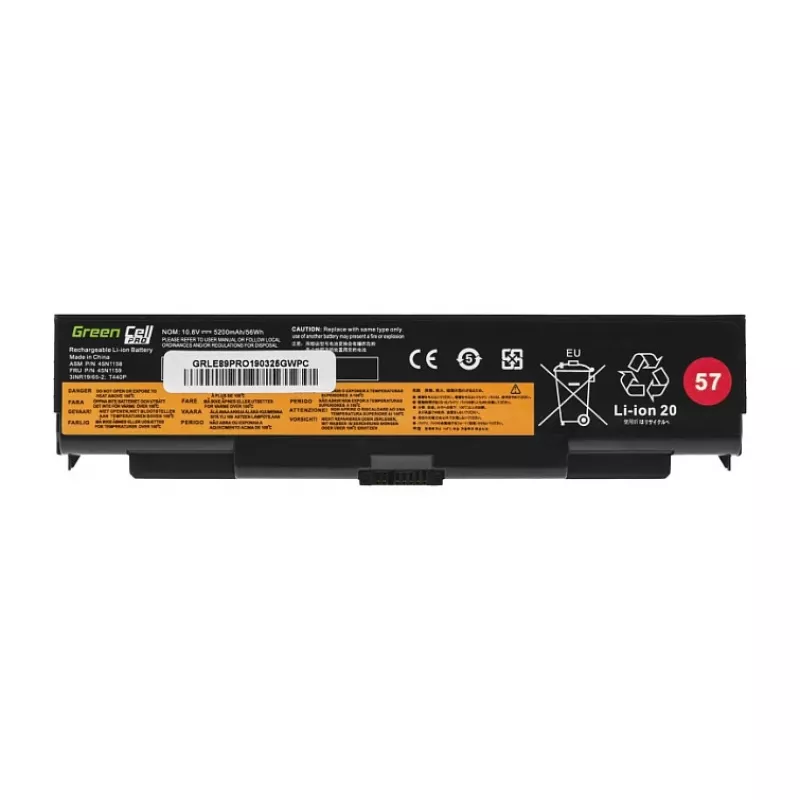 GREENCELL LE89PRO nešiojamojo kompiuterio baterija, skirta Lenovo ThinkPad T440/T540/W540/L440/L540/E540 – 11.1V 5200mAh 6 elementų, juoda
