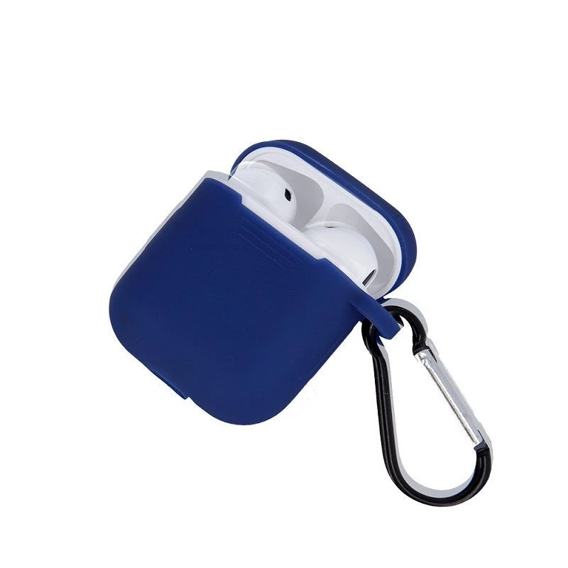 GreenGo Apple AirPods Silikoninis Dėklas su Kabliuku Tamsiai Mėlyna