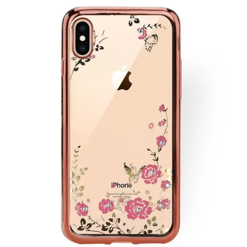 GreenGo Apple iPhone XS Max Back Case Flower Rose Gold