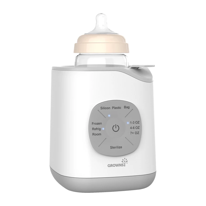 Grownsy 10-in-1 Bottle Warmer (Gray) - Fast Warming, Sterilizer, Defroster, Night Light