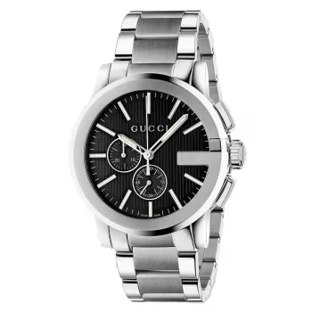 Gucci G-Chrono Vyrų Laikrodis YA101204 44mm Nerūdijantis Plienas Juodas Ciferblatas Chronografas Data