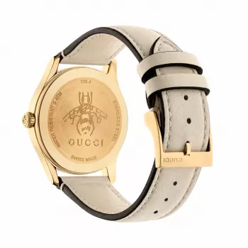 GUCCI G-Timeless moteriškas laikrodis YA1264128 38mm Šveicariškas kvarcinis nerūdijantis plienas sidabrinis ciferblatas