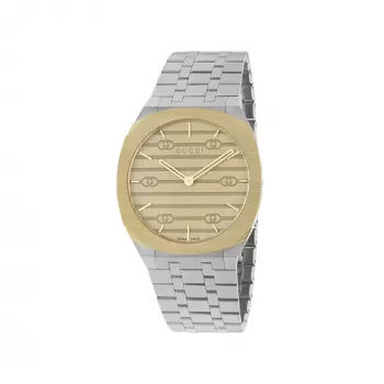 GUCCI G-Timeless moteriškas laikrodis YA163403 34mm nerūdijantis plienas sidabrinis saulės šlifavimo ciferblatas
