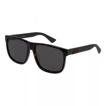 Gucci GG0010S-003 Vyriški kvadratiniai akiniai nuo saulės, blizgantis juodas rėmelis, pilki lęšiai, 58/16/145 mm