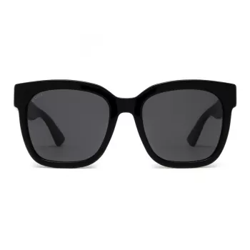 GUCCI GG0034SN-001 Moteriški kvadratiniai akiniai nuo saulės 54/20/140 mm Juodas acetatas Pilki nailoniniai lęšiai UV400