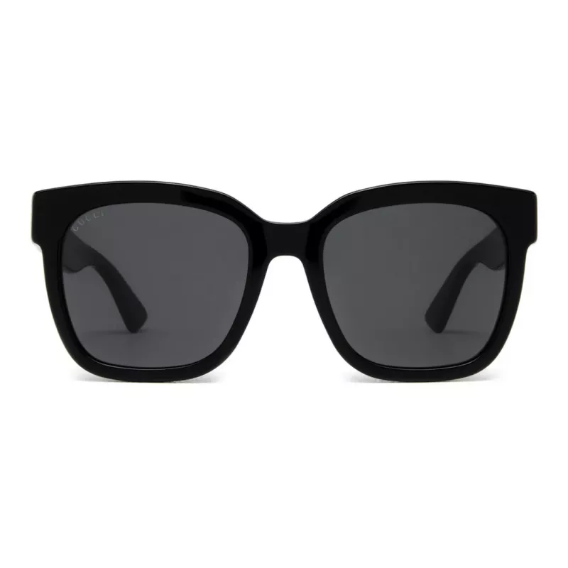 GUCCI GG0034SN-001 Moteriški kvadratiniai akiniai nuo saulės 54/20/140 mm Juodas acetatas Pilki nailoniniai lęšiai UV400