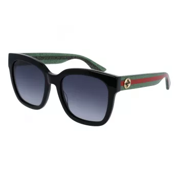 Gucci GG0034SN-002 Cat Eye Akiniai Juodi Pilki 54mm