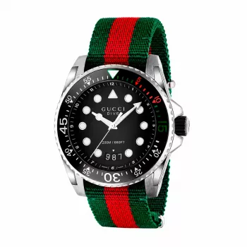 GUCCI vyriškas laikrodis YA136209A 45mm Swiss Quartz nerūdijantis plienas guma juoda