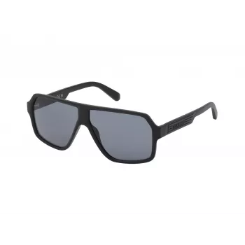 GUESS GF00047-6102A Vyriški stačiakampiai akiniai nuo saulės - Blizgantis juodas rėmelis, dūminiai lęšiai, 61 mm