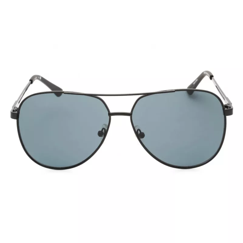 GUESS GF0231-02A Vyriški stačiakampiai akiniai nuo saulės - Juodas rėmelis, pilki lęšiai, 58 mm