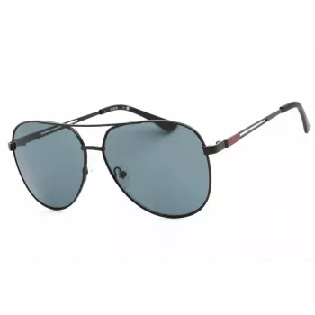 GUESS GF0231-02A Vyriški stačiakampiai akiniai nuo saulės - Juodas rėmelis, pilki lęšiai, 58 mm