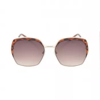 GUESS GF0410-5932F Moteriški kvadratiniai akiniai nuo saulės - Blizgantis juodas rėmelis, dūminiai gradientiniai lęšiai, 59 mm