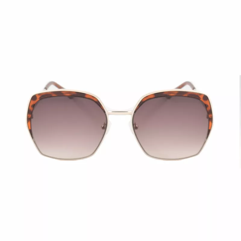 GUESS GF0410-5932F Moteriški kvadratiniai akiniai nuo saulės - Blizgantis juodas rėmelis, dūminiai gradientiniai lęšiai, 59 mm