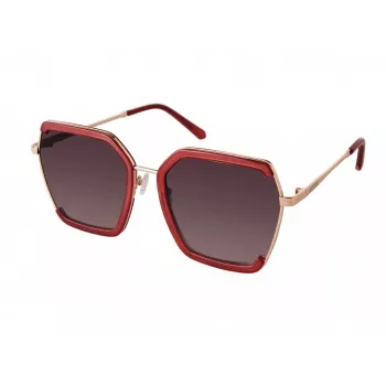 GUESS GF0418-5869T Moteriški katės akies akiniai nuo saulės - Blizgantis juodas rėmelis, dūminiai gradientiniai lęšiai, 58 mm