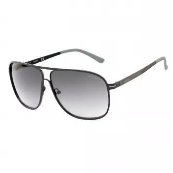 GUESS GF5025S-02B vyriški pilotiniai akiniai nuo saulės – juodas rėmelis, dūminiai pilki lęšiai, 61 mm