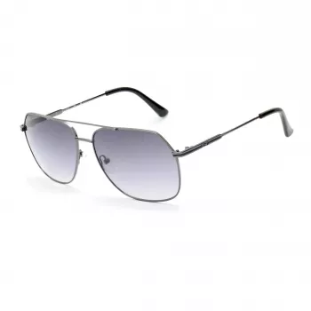 GUESS GF5079-6108B Vyriški kvadratiniai akiniai nuo saulės – blizgantis juodas rėmelis, dūminiai gradientiniai lęšiai, 61 mm