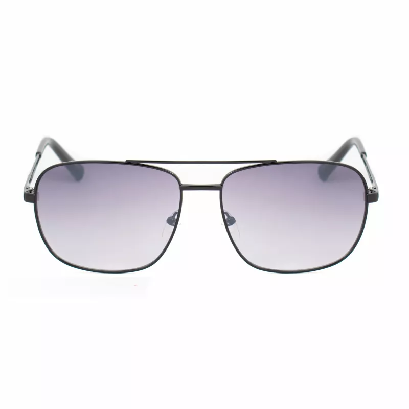 GUESS GG2114S-01B Vyriški akiniai nuo saulės, juodas kvadratinis rėmelis, pilki gradientiniai lęšiai, 60 mm