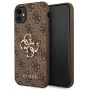 GUESS iPhone 11 / XR kietas dėklas 4G su dideliu metaliniu logotipu, ruda