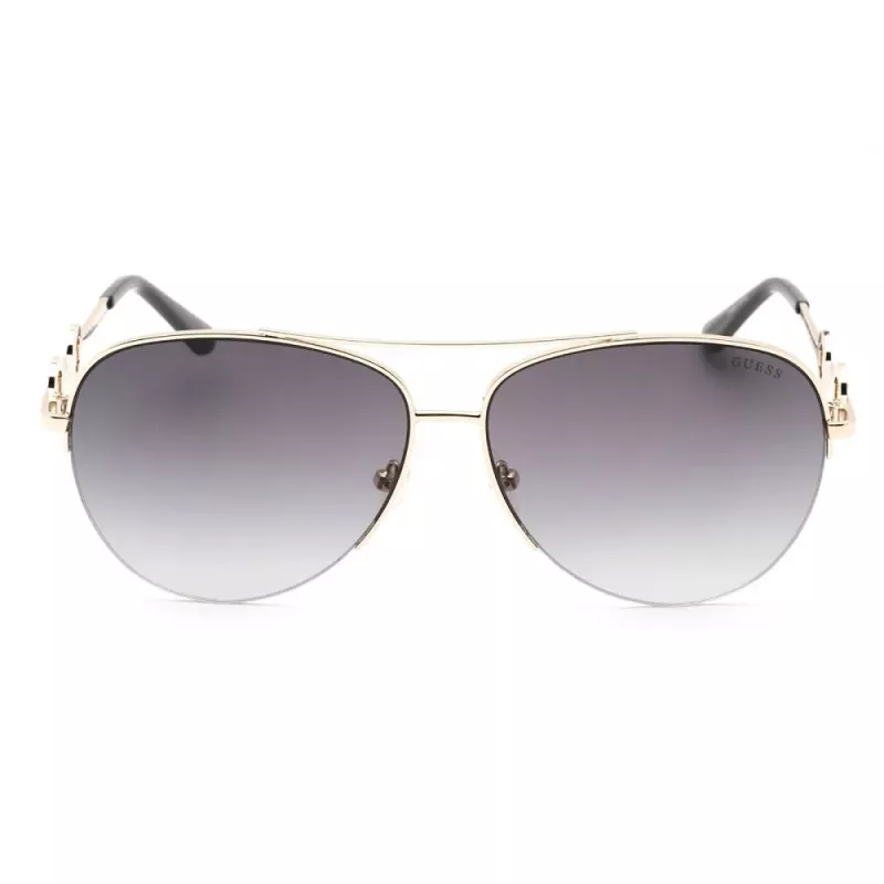 GUESS Moteriški Drugelio/Katės Akies Akiniai Nuo Saulės GF6171-32B Blizgantys Juodi Dūminiai Gradientiniai 60 mm