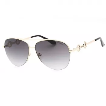 GUESS Moteriški Drugelio/Katės Akies Akiniai Nuo Saulės GF6171-32B Blizgantys Juodi Dūminiai Gradientiniai 60 mm