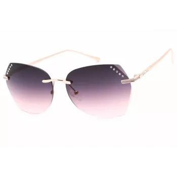 GUESS Moteriški GF0384-28T Rudi vėžlio rašto drugelio formos akiniai nuo saulės, rudi gradientiniai lęšiai, 61 mm