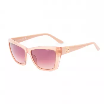 GUESS moteriški akiniai nuo saulės GU00098-5557F Havana acetatinis kvadratinis rėmelis, rudi gradientiniai lęšiai 55/14/135 mm